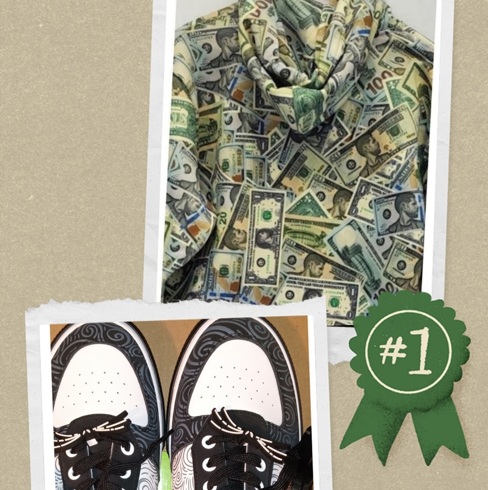 Usher Superbowl NFL halftime show Dollar bill hoodie and Jack Sneakers